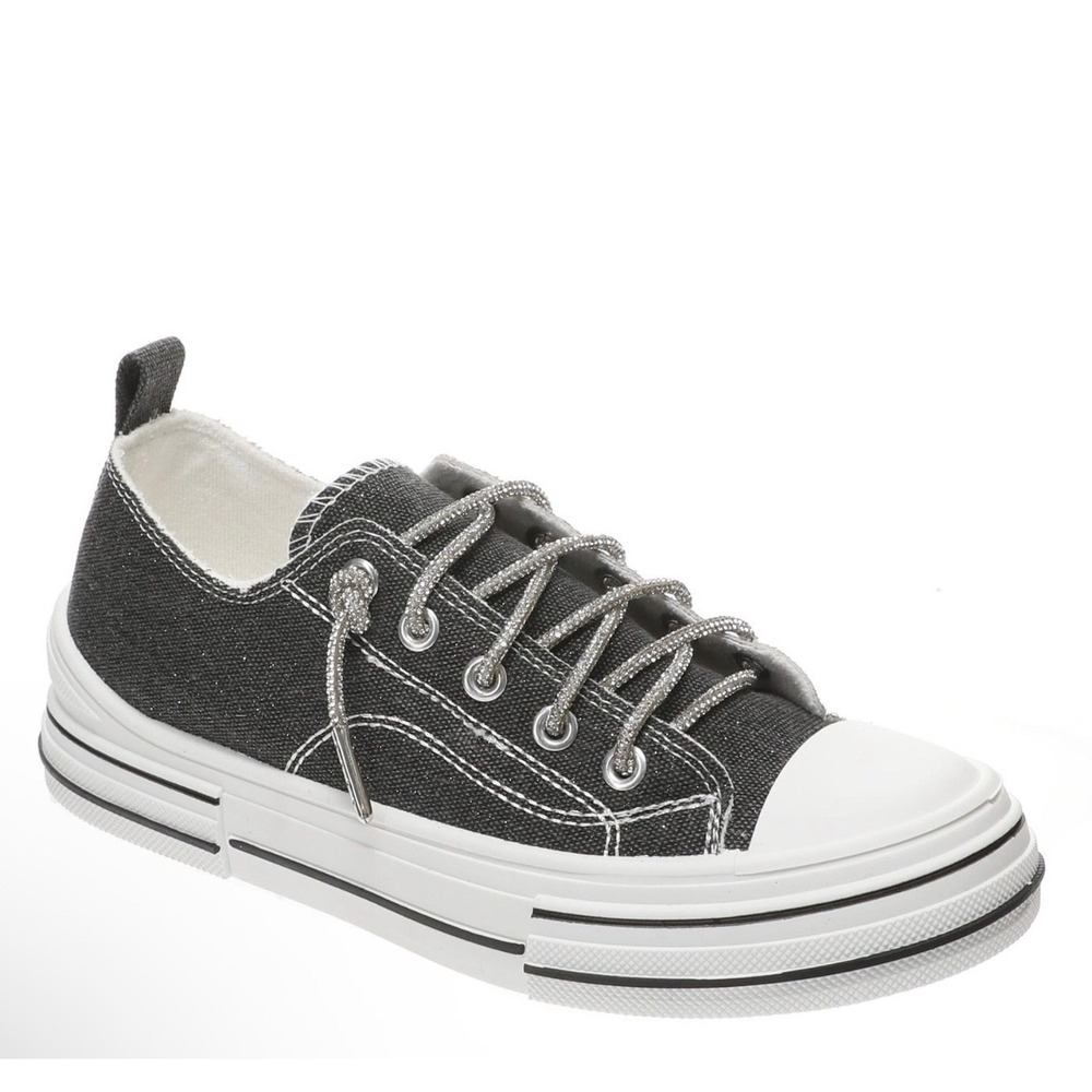 NWOT Very G Aman Sparkle Slip On Sneakers Black Canvas Distressed 8